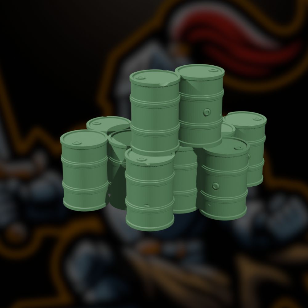 Wargaming Barrels for Sci-Fi & Modern Games 4 Wargaming Stacked Barrels 10 Damaged