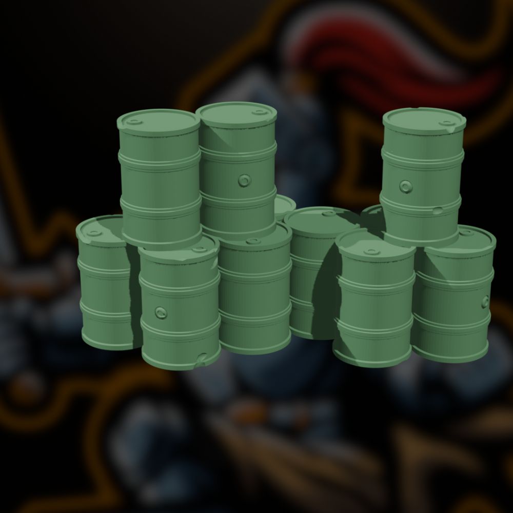 Wargaming Barrels for Sci-Fi & Modern Games 10 Wargaming Stacked Barrels 6 Damaged