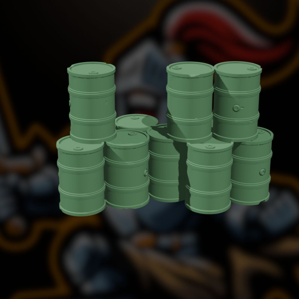 Wargaming Barrels for Sci-Fi & Modern Games 11 Wargaming Stacked Barrels 7 Damaged