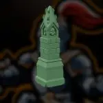 Gothic wall pillar STL for tabletop terrain, showing a damaged support-free 3D printable stone pillar