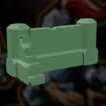 Prefab L-shaped wall STL for tabletop terrain, showing a damaged support-free 3D printable industrial wall