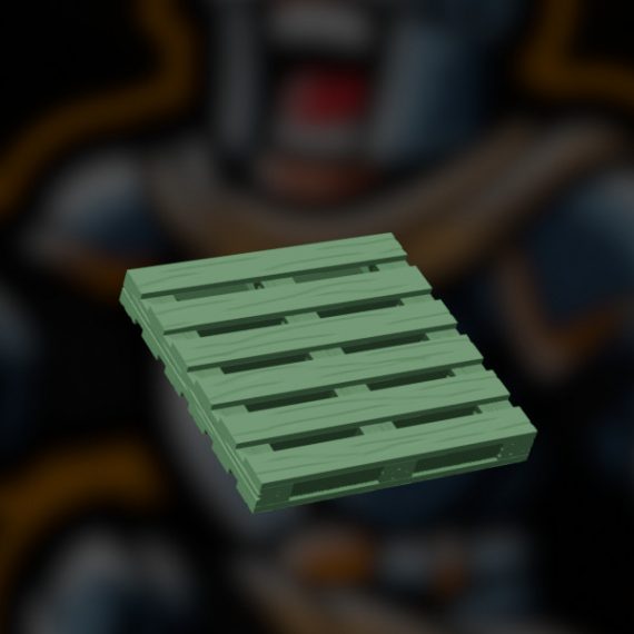 Wooden pallet STL for tabletop gaming, showing a support-free 3D printable pallet scatter terrain piece