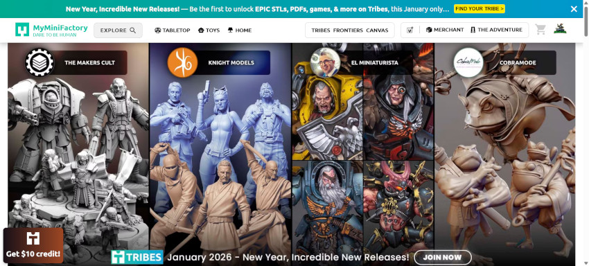 The Best 3D Printing Websites for Hobbyists, Makers, and Wargamers 2 My Mini Factory front page