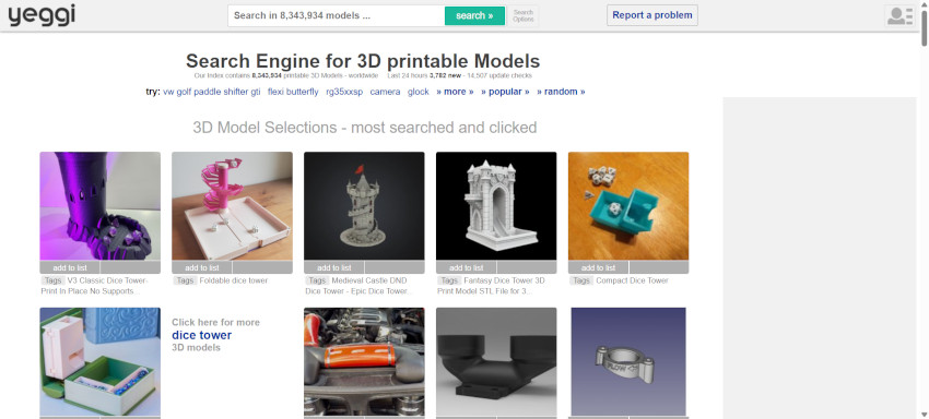 The Best 3D Printing Websites for Hobbyists, Makers, and Wargamers 8 Yeggi front page