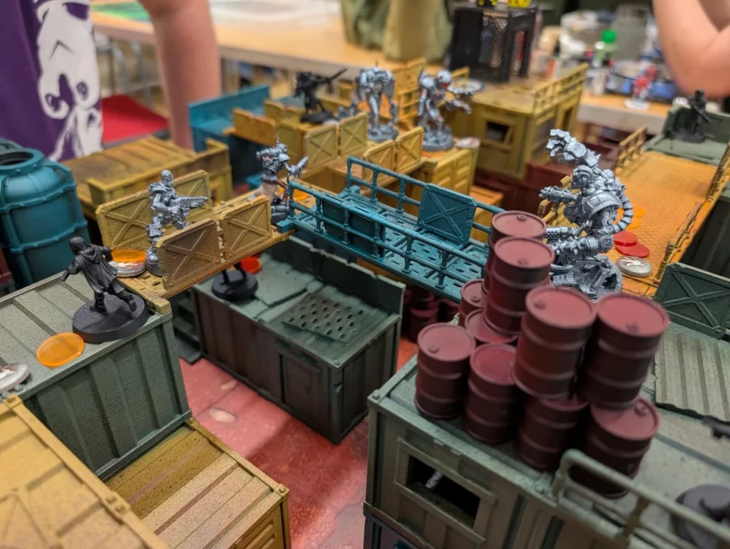 Stacked container terrain with walkways