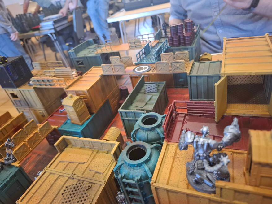 Skirmish game played on container terrain board